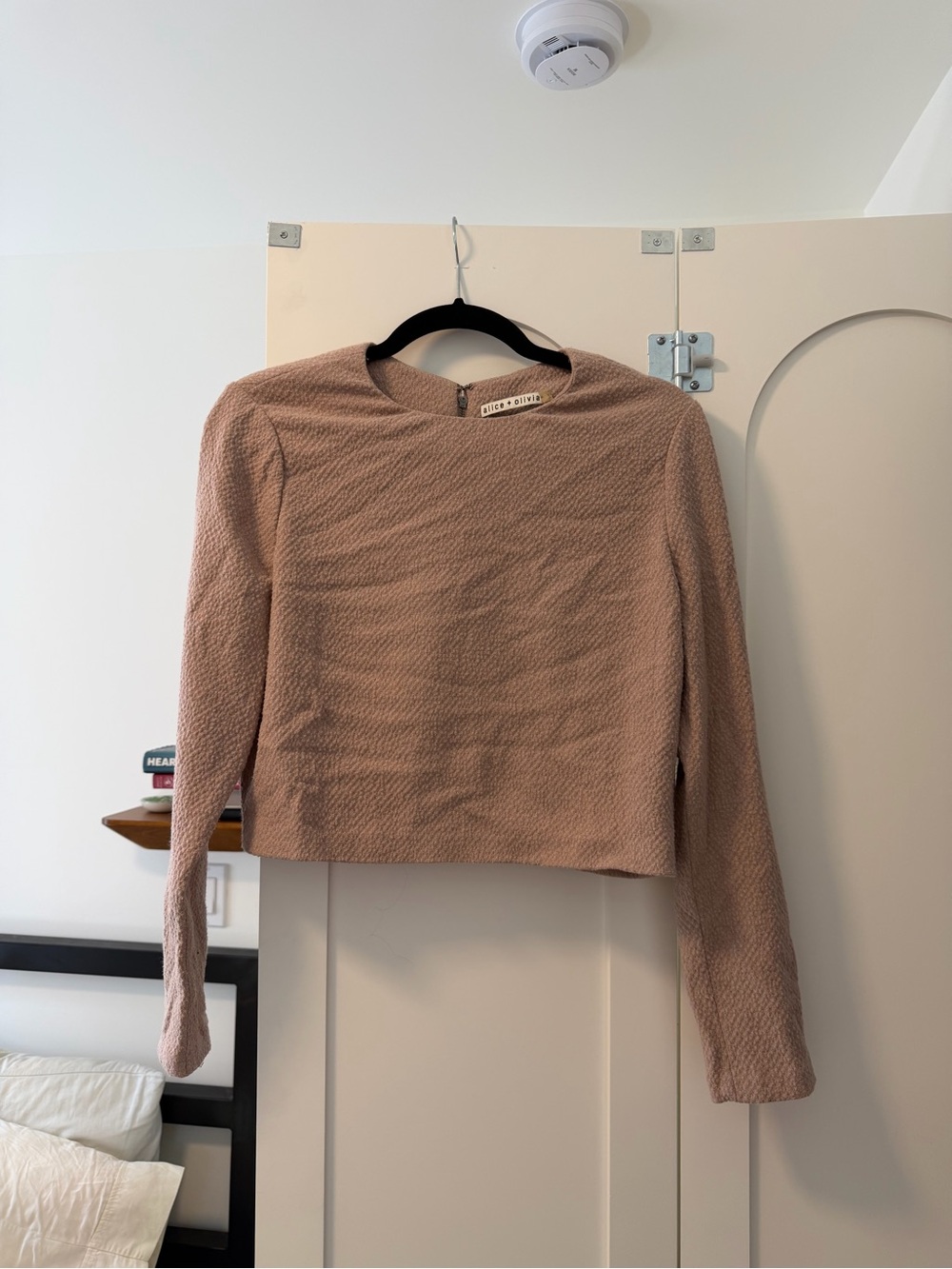 Alice + Olivia Textured Crewneck Top - Mauve Pink